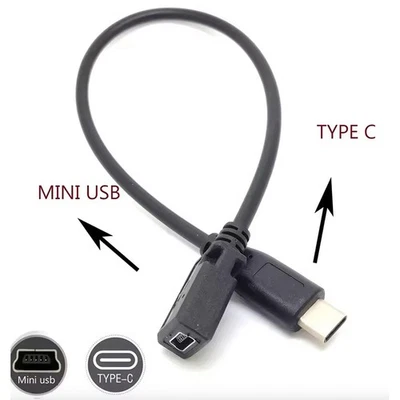 Mini USB Female to USB Type C Male Jack Plug Cable Adapter Converter Lead Cord ↔ - Image 1 of 4