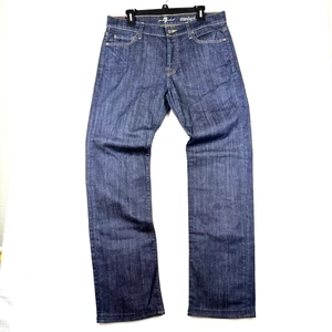 Jeans 7 For All Mankind Uomo 34x32 Standard Dritto Indaco Scuro Elasticizzato Denim - Foto 1 di 12