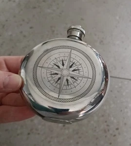 Kikkerland Compass Flask 5 ounce/ 148 ml Canteen, Hip Flask, Stainless Steel - Picture 1 of 7