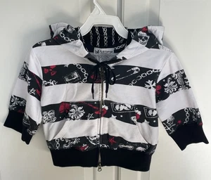 ADORABLE TODDLER’S “GOTH/PUNK” TYPE THEMED HOODED SWEATSHIRT, SIZE SMALL UNIQUE! - Picture 1 of 24