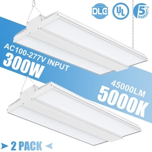 2Pack 300W LED Linear High Bay Shop Light Commercial Warehouse Workshop Lamp DLC - Picture 1 of 21