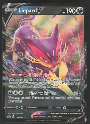 Liepard V 104/198 Ultra Rare Pokemon TCG SWSH06: Chilling Reign NM - Image 1 of 2