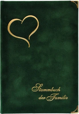 Stammbuch LINETTE   Format (14,0 x 21,0 cm), Velours, dkl.-grün, RINGMECHANIK, - Bild 1 von 4
