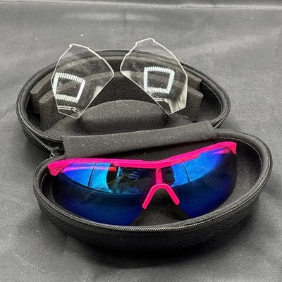 Gafas de sol Saline rosa intenso marcos deportivos lentes adicionales y estuche esquí nieve ciclismo Foto 1 de 4