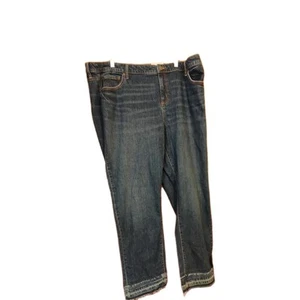 Jeans donna filo universale 20W fidanzato orlo sfilacciato lavaggio scuro elasticizzato nuovo con etichetta - Foto 1 di 14