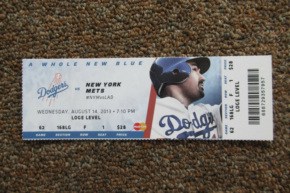 LOS ANGELES DODGERS VS NEW YORK METS 14/08/2013 BOLETO COMPLETO ~ BYRD/ETHIER HRs Foto 1 de 1