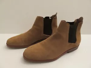 NEW! H by Hudson Beige Tan Leather Suede Chelsea Ankle Boots 45/11.5 US Luxury - Imagen 1 de 12