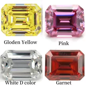 5 colors 3x5~8x12 Yellow Green Color Emearld Cut Moissanite Stone Certificate - Picture 1 of 21