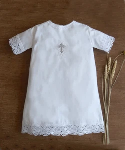 Vestido de Bautizo Satén Blanco, Bautismo Para Niño Niña, Bautismo Conjunto Hecho a Mano Personalizado - Imagen 1 de 12