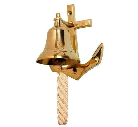 3"Solid Brass Vintage Door Bell with Ship Anchor Wall Hanging Decor Wall Mounted Cover