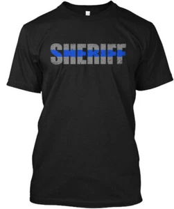 Sheriff Thin Blue Line - T-Shirt Made in the USA Size S to 5XL - Picture 1 of 1