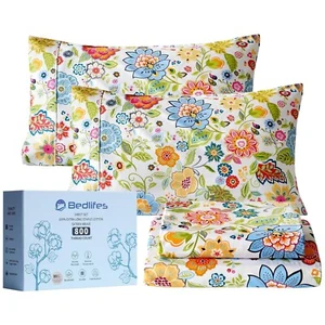 Floral Sheets 800 Thread Count 100% Egyptian Cotton Sheets Size-Cooling Soft ... - Picture 1 of 6