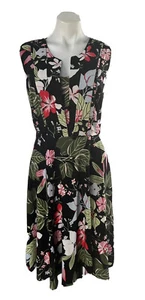 CITY CHIC Sleeveless Floral Print Stretch Fit & Flare Dress Size M - Picture 1 of 7