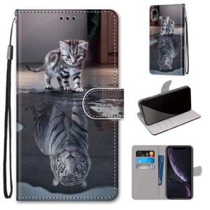 Cat To Tiger For Various Phone Magnetic Flip Wallet Card Bag Holder Case Cover - Picture 1 of 13