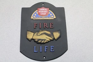 Rare Vintage Farmers Insurance Cast Iron Fire/Life Sign - Picture 1 of 3