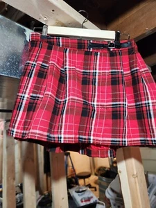 Girls Justice Red And Black Plaid Skirt Size 16 - Picture 1 of 5