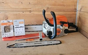 STIHL MS 180 neuwertig mit 30cm + 35cm Schiene + nagelneuen Stihl Sägeketten - Bild 1 von 13