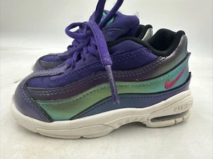 Nike Air Max Shoes Toddler Sz 7C 95 A09212-500 Metallic Purple & Teal Sneakers - Picture 1 of 9
