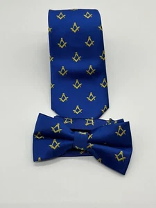 Juego de corbata y pajarita de cuello azul Regalia masónica cuadrada y brújula juego de lazo y corbata - Imagen 1 de 3