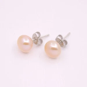 Pendiente de piedras preciosas redondas planas rosa natural de 8 mm joyería 1 par moda - Imagen 1 de 12