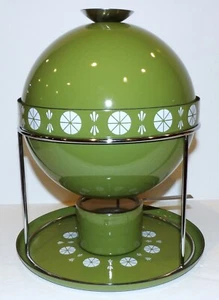 VINTAGE MCM CATHERINEHOLM NORWAY VIKING/SATURN GREEN ENAMELWARE 6-PC FONDUE POT - Picture 1 of 15