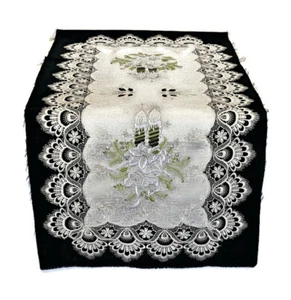 Doily Boutique Table Runner or Doily with Green Christmas Candles and Lace - Picture 1 of 41