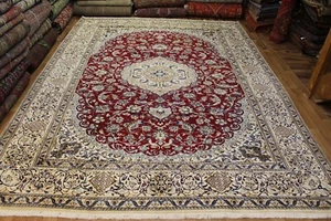 FINE PERSIAN NAIN RUG WOOL & SILK 390 x 290 CM HANDMADE RUGS ORIENTAL CARPETS - Picture 1 of 12