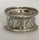 Monogram DS Antique Edwardian Sterling Silver Serviette Napkin Ring 1903