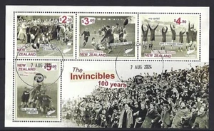 NEW ZEALAND 2024 THE INVINCIBLES RUGBY CENTENNIAL  MINIATURE SHEET  FINE USED - Picture 1 of 1