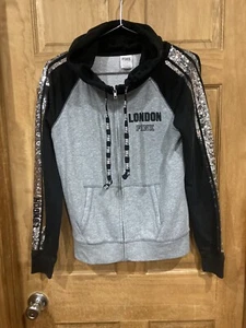 Victoria Secret PINK London Bling Full Zip Hoodie Small - Picture 1 of 7