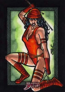 Marvel Dangerous Divas Sketch Card by Adam Cleveland of Elektra - Picture 1 of 1