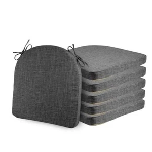 Set of 6 Chair Cushions for Dining Chairs Non Slip Seat 17x17x2 Inch Dark Grey - Picture 1 of 7