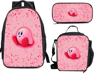 Kirby School Backpack Set with Lunch Box+Pencil Case Cartoon for Kids - Picture 1 of 5