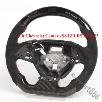 Volante LED Alcantara + fibra de carbono para Chevrolet Camaro SS LT1 RS 2016-22 Foto 1 de 4