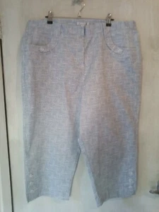 WOMENS 3/4 PANTS SIZE 20 PALE BLUE/WHITE BY VICTORIA HILL - Picture 1 of 8