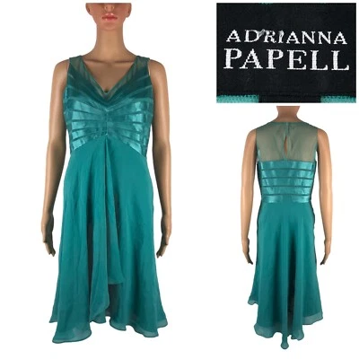 Adrianna Papell Womens 8 Dress Silk Sleeveless Green Turquoise NWT $150 - Image 1 of 4
