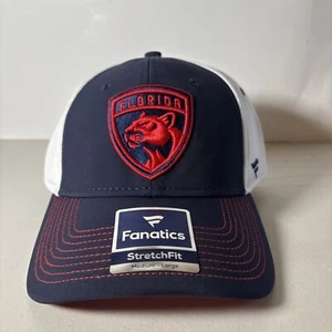 Fanatics Florida Panthers Navy Blue & White NHL StretchFit Hat NEW M / L - Picture 1 of 7