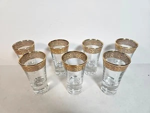 7 vasos de chupito Lorenzo con borde dorado - Imagen 1 de 7