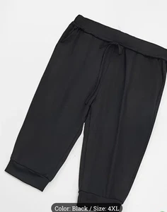 Women's Plus Size Black Yoga Drawstring Cropped Pants Size 4XL (20) - Picture 1 of 9