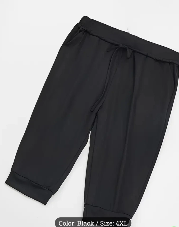 Women's Plus Size Black Yoga Drawstring Cropped Pants Size 4XL (20) - Image 1 of 4