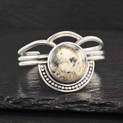 Brazalete de plata de ley con brazalete de ágata Karnes Stinson Foto 1 de 4