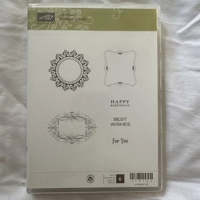 NUEVO Juego de 6 sellos de etiquetas vintage Stampin' Up Sale-A-Bration Foto 1 de 2