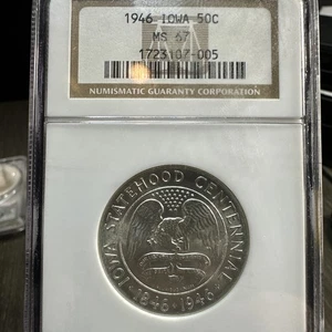 1946 Iowa 50 Cent MS 67 NGC High grade. Blast White! - Picture 1 of 4