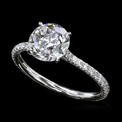 Platinum Wedding Ring PT950 Lab Grown Round 2 Carat IGI Certified Diamond Size 6 - Image 1 of 4