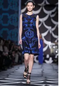 Cocktailkleid Diane von Furstenberg blau und schwarz Pailletten Größe 4 - Bild 1 von 16