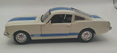 NEW-RAY TOY (1999) SHELBY GT 350 1966 WHITE W/BLUE STRIPES  1:32 PULL BACK CAR - Image 1 of 4