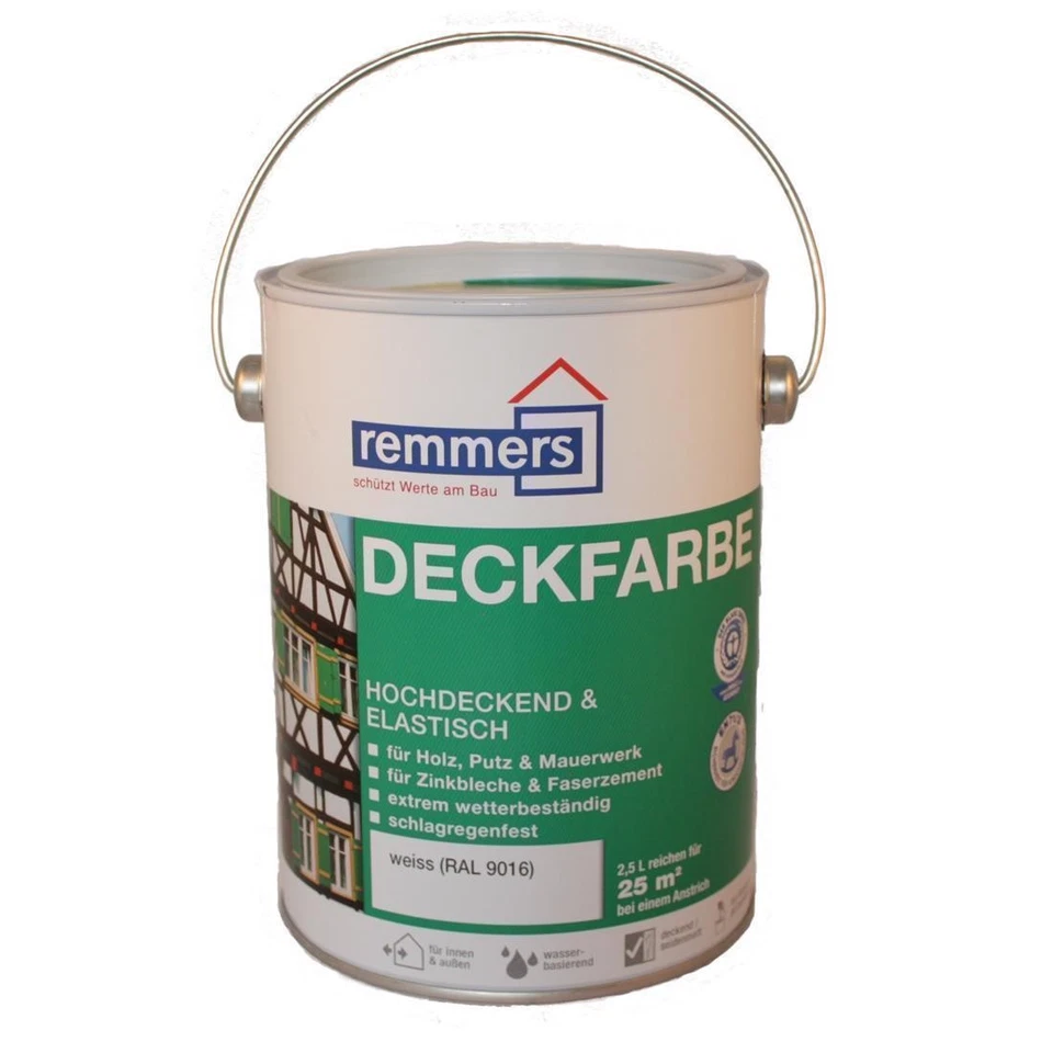 (22,68 EUR/l)  Remmers Deckfarbe 2,5 l Wasserbasis hochdeckend innen und außen - Bild 1 von 1