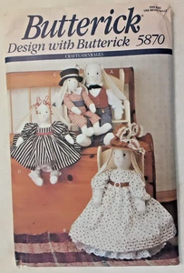 Vintage OOP Butterick Pattern 5870 FAMILY BUNNIES Sewing Craft Bunny Project (H) - Picture 1 of 2
