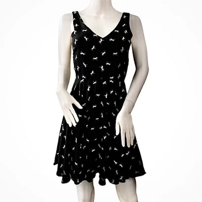 EVERLY Black Dress Horse Print Sleeveless VNeck Fit And Flare  Womens Equestrian - Image 1 of 4