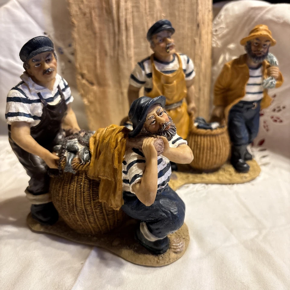 2 Paar Fischer, Figur, Seemann, Hafenarbeiter Fisch - Bild 1 von 4
